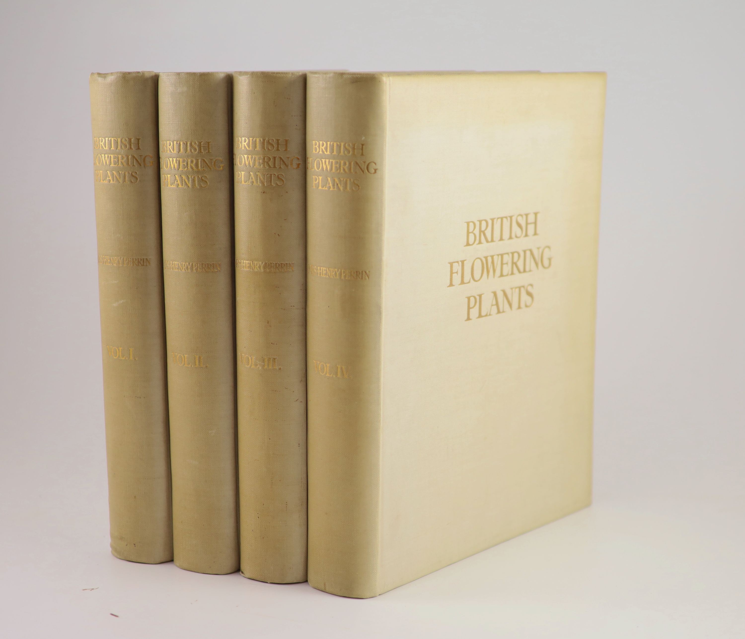 Boulger, George S and Perrin, Ida Southwell - British Flowering Plants, 4 vols, number 641 of 1,000, qto, cream cloth, with 300 coloured plates, Bernard Quaritch, London, 1914